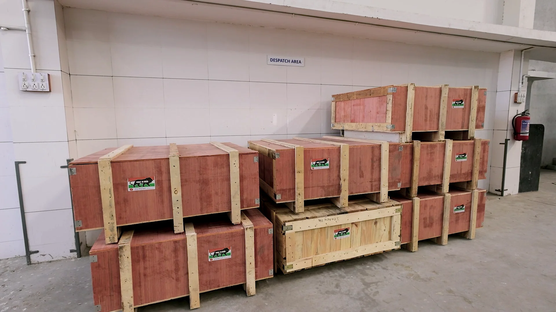 Finished PTPL tooling secured in wooden crates for dispatch